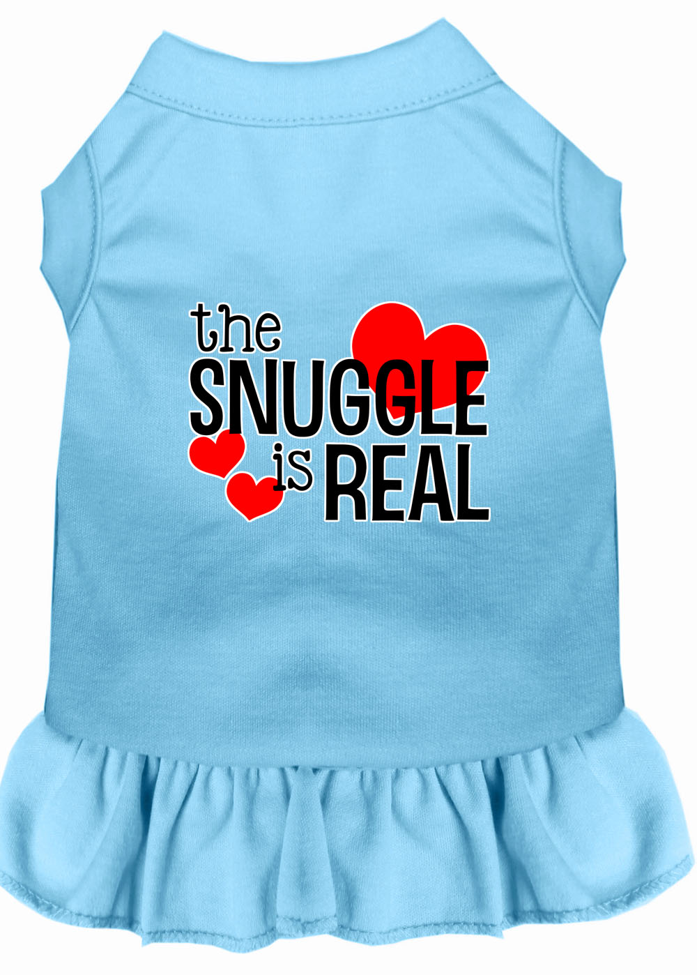 The Snuggle is Real Screen Print Dog Dress Baby Blue Sm